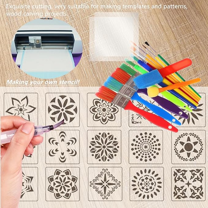 8 Sheets 7.5 mil Acetate Mylar Sheet 12 x 24 inch Transparent PET Blank Stencil Sheet for Cricut, Silhouette, Craft Template Material