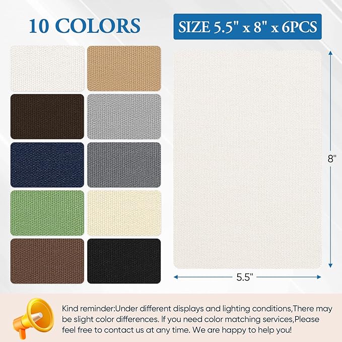 Canvas Patch 5.5 x 8 Inches 6Pcs Self-Adhesive Waterproof Canvas Patch Kit for Repairing Tents,Sofas,Boat Covers,Camping Chair,Awnings,Car Seats.（Beige）
