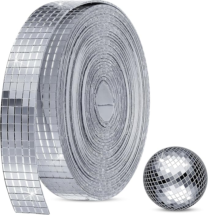 SATINIOR 8000 Pcs Disco Ball Mirror Tiles Self Adhesive for Crafts 5 x 5 mm Small Disco Tape Ball Stickers Square Mosaic Tiles Mirror Pieces for DIY Craft Party Decor