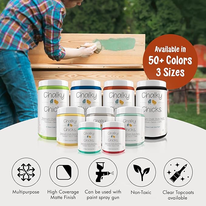 Chalky Chicks All-in-One Chalk Paint for Furniture or Cabinet - 16 Fl Oz - Matte Finish Pumpkin Pie Orange for Metal, Wood Furniture Paint - No Sanding All-in-One for Home Decor & Crafts, USA Made