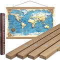 DACRI HOME 52" Magnetic Poster Hanger Frame - Sturdy Teak Wood Poster Frame 52x20 52x32 52x36, Strong Magnets for Easy Hanging Map Picture Canvas Print Scroll Wall Art (52 Inch, Natural Wood)