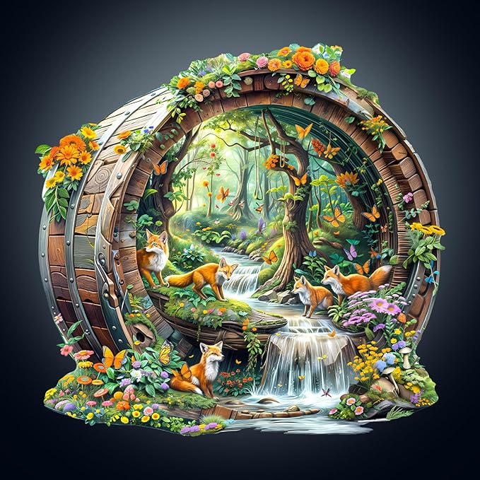 Wooden Puzzles for Adults, Fox Wooden Jigsaw Puzzle for Adults, 190 Piece Unique Animal Shape Wood Puzzles Adult, Birthday Party Gifts for Friends & Family Leisure Time Game Home Decor (M-11.4*11in)