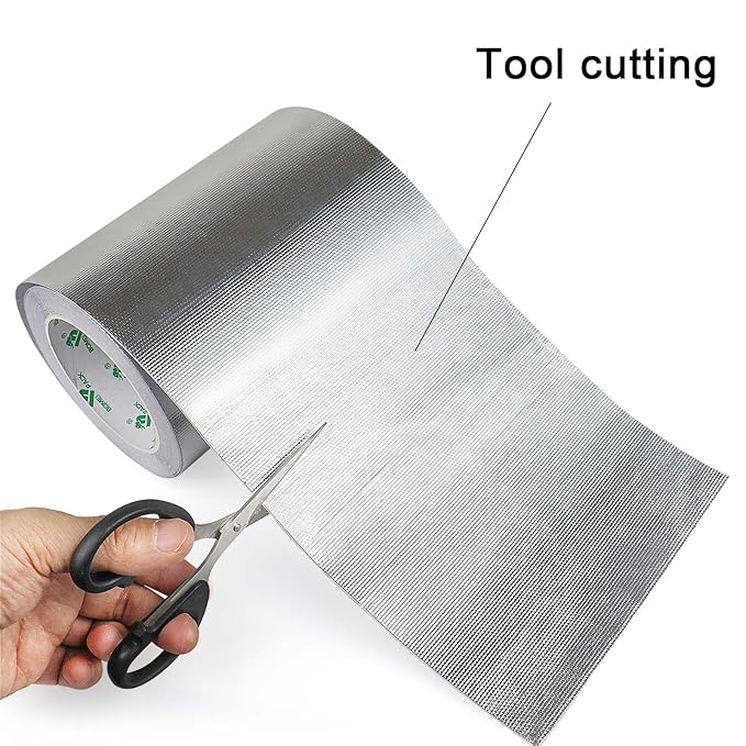 BOMEI PACK Adhesive Aluminum Foil Heat Shield Tape Barrier, Fiberglass Thermal Insulation Reflective Material High Temp Protection (7in*66ft)