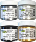 The Crafter's Workshop Stencil Butter - Celebration Acrylic Paint Set - Boutique Metallic Texture Paste for Art, Canvas, Journals, & Cards - 4 x 2oz Jars