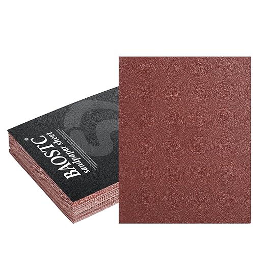 1/4 Sandpaper Sheet – 4-1/2” x 5-1/2”, P80 Grit, Red Aluminum Oxide, Plain Backing, 50-Pack – Sandpaper Sheets for Palm Sanders and Woodworking