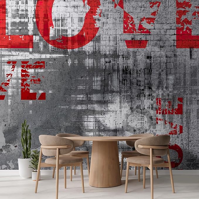 wall26 Wall Sticker/Wall Mural Love Letters Graffiti, Not Peel and Stick, Non-Woven Wallpaper Decorative for Bedroom, Living Room, Office - 96x144 inches