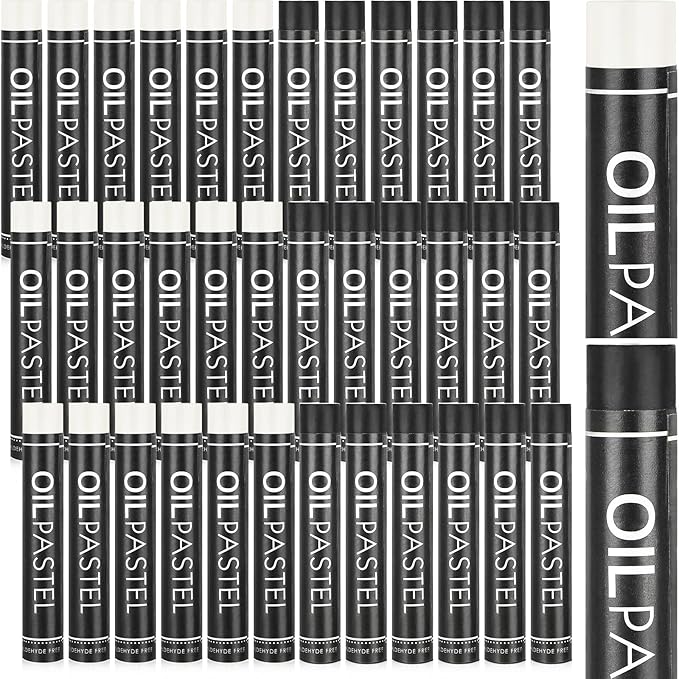 Geyoga 36 Pcs Soft Oil Pastels Bulk Artists Oil Crayons Single Color Creamy Pastels for Art Painting Drawing Blending for Back to School First Day of School Kids Students Artists(Black, White)