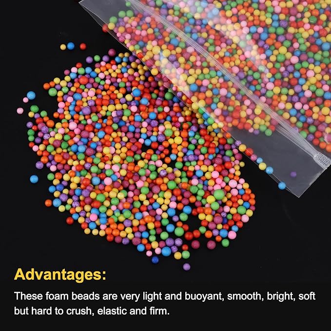 MECCANIXITY Foam Beads Foam Balls 2-3mm for Wedding and Party Decorations, Tiny Packing Balls, Arts DIY Crafts Supplies (Multicolored,1 Pack Approx 8000pcs)