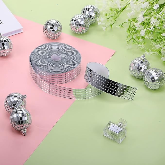 SATINIOR 5000 Pcs Disco Ball Mirror Tiles Self Adhesive for Crafts 5 x 5 mm Small Disco Tape Ball Stickers Square Mosaic Tiles Mirror Pieces for DIY Craft Party Decor