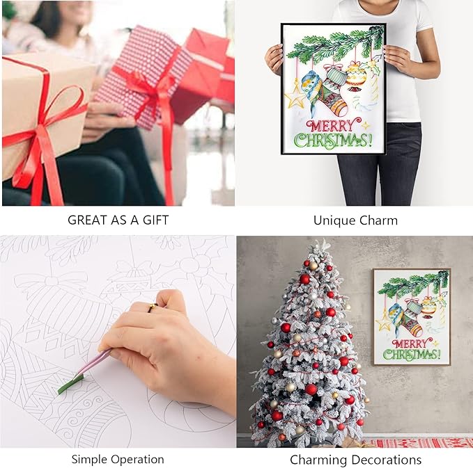 Uniquilling Christmas Quilling Kits, Paper Quilling Kit with Quilling Tools& Using Manual, 16 * 20-in Christmas Decorations Paper Filigree Kits, DIY Quilling Christmas Gifts for Friends Family