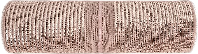MEEDEE Rose Gold Deco Mesh 10 Inch Deluxe Wide Foil Metallic Pull Up Mesh Rose Gold Decorative Mesh Ribbon for Christmas Tree, Wreaths, Garland, Gift Wrapping, Bows Making (30 Feet)