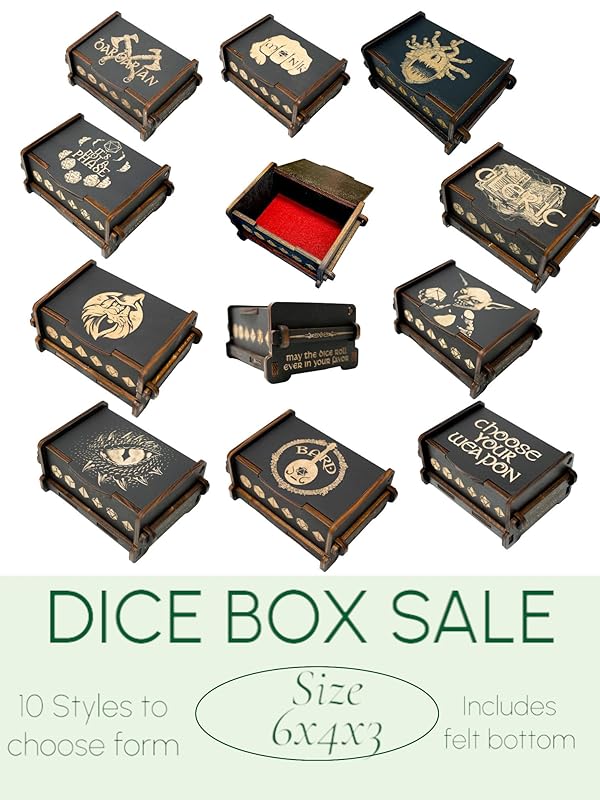 Dice Box - BLACK - 6x4x3 Also holds jewelry and great for desks and desk top items (Cleric)