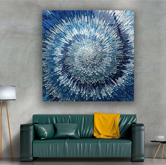 My Photostation.com 35.5Wx30H'' Abstract Blue Textured Glass Wall ArtTempered Glass Printing Wall Decor Large Wall Art Wall Hangings