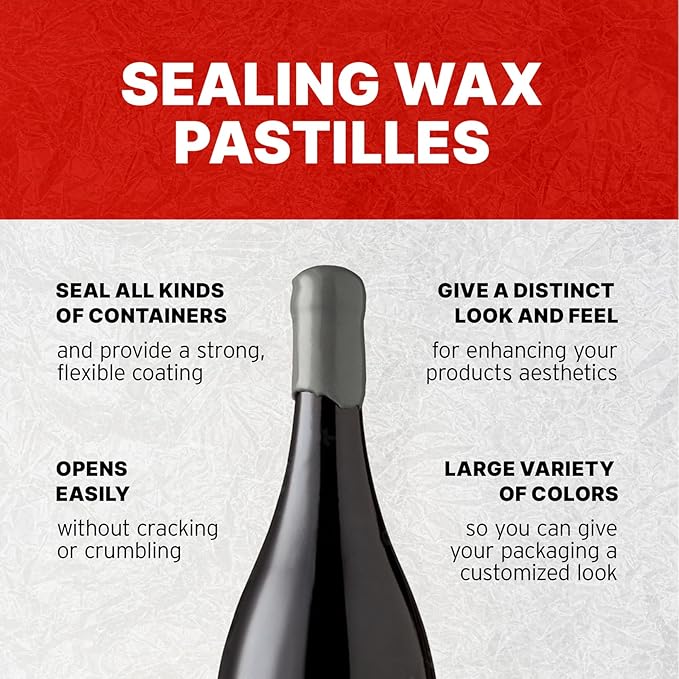 Blended Waxes, Inc. Bottle Sealing Wax, Pastille Wax Seal Beads For Wine, Beer, and Liquor Bottle Sealing, Seals Between 25-30 Bottles, 1 lb, Silver