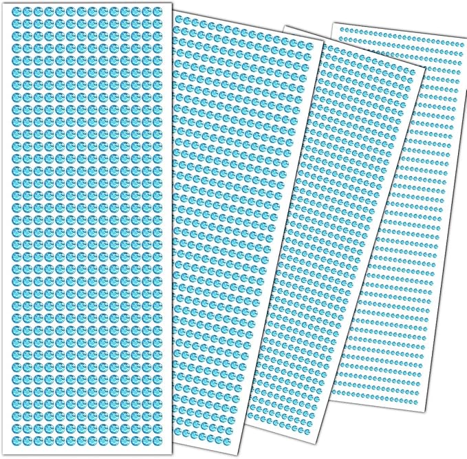 3090 Pcs 4 Sheets Rhinestone Stickers 3/4/5/6 mm Self Adhesive Craft Rhinestones Gems for Face Eyes Makeup Hair Body (Aquablue-3/4/5/6mm)
