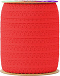 Mandala Crafts Red Stretch Lace Soft Elastic Trim Roll - 55 Yards 1 Inch Wide Stretchy Frilly Picot Ribbon for Sewing Lingerie, Headbands, Underwear, and Crafts