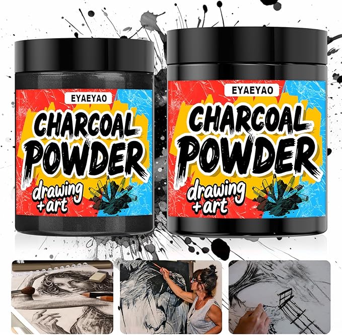 Charcoal Powder for Drawing - Premium Fine Art Charcoal for Sketching, Shading & Blending - Artist Grade for Pencils, Canvas, Paper - Beginners & Professionals (4 Ounces)