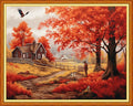 Dimxvean Stamped Cross Stitch Kits,Cross Stitch Kits for Adults Beginners,Embroidery Kits Full Range of Cross Stitch Stamped Kits Needlepoint Kits Cross Stitch Patterns-Beauty Late Autumn 16x20 inch