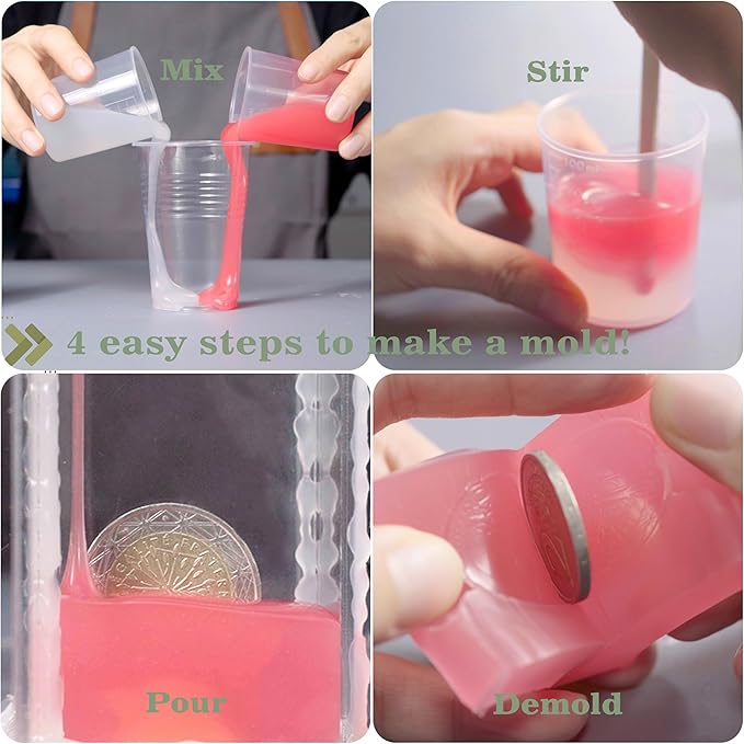 BBDINO Silicone Mold Making Kit, 15A Fast Cure Silicone for Mold Making Clear 1100g(38.8 Oz), 1A:1B Ideal for Resin/Soap/Candle/Silicon Molds Casting