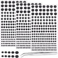 Self Adhesive Face Gems and Pearls for Makeup, Festival Jewels, Hair Gems Pearls, 3/4/5/6/8 mm Round Rhinestone Stickers for Face, Eye, Makeup, Body, Crafts 591Pcs (13_Black)