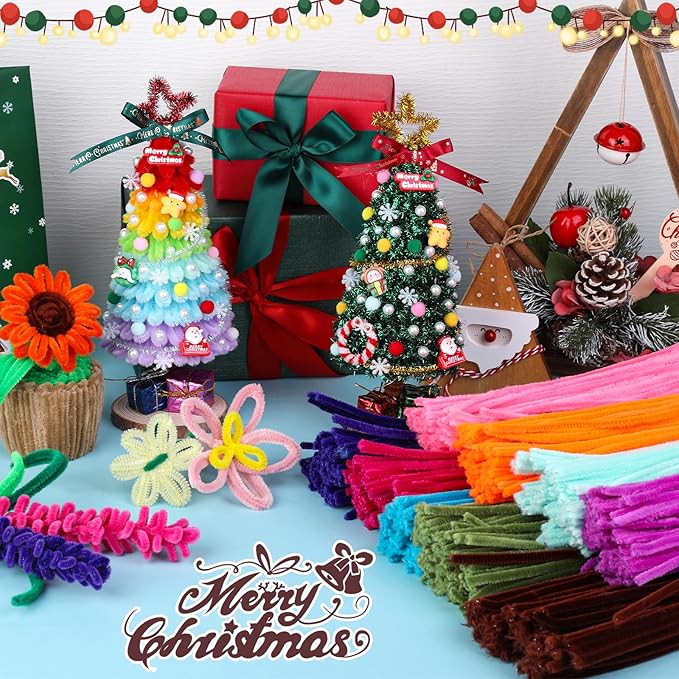 200PCS Pipe Cleaners, Brown Pipe Cleaners Chenille Stem, Fuzzy Sticks Pipe Cleaners Craft Supplies for DIY Arts Crafts Project