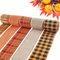5 Colors Wreaths Burlap Ribbon - Total 27.3yards Thanksgiving Day Autumn Wired Edge Ribbon for Gift Wrapping Bows Rustic Crafts Supplies Weddings Holiday Fall Decorations - 2.4in Wide