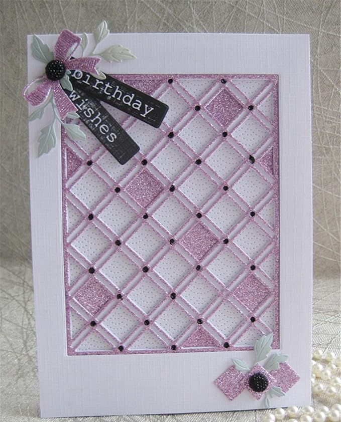 Cutting Dies Metal Stencils Scrapbooking Tools Flowers Lace Frame DIY Embossing Template for Paper Card Making Album Arts Crafts Supplies (Square Hollow background-11.1x14.3cm)