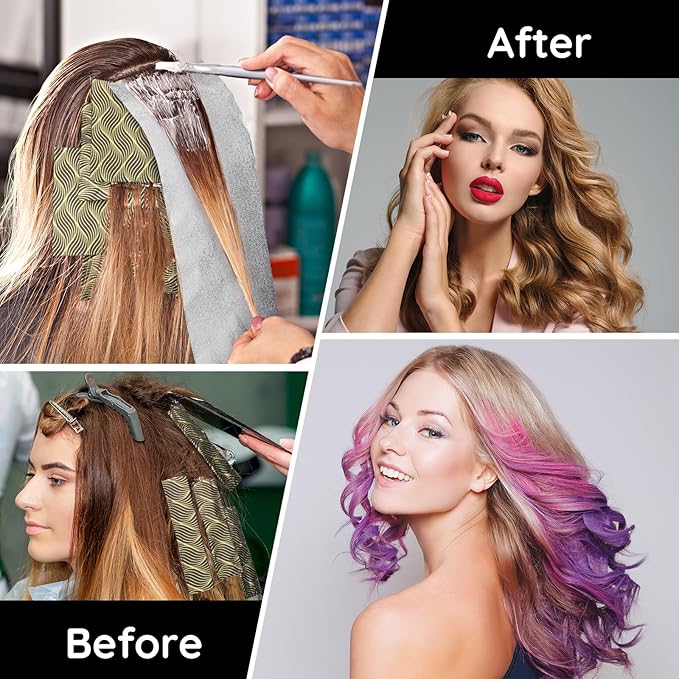 Segbeauty Aluminum Foil Hair Foils, 164 ft Embossed Hair Highlighting Kit Foil Aluminum Roll for Color Application, Foil Paper Aluminum Foil Sheets, Salon Heat Resistant Hair Dye Tools Black Gold