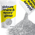 Hemway Polyurethane & Epoxy Resin Glitter 100g / 3.5oz Metallic Crystal Flake Additive for Flooring Jewelry Tumblers Glass Pigment - Extra Chunky (1/24" 0.040" 1mm) - Silver