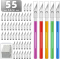 55 Pack Exacto Knife, Hobby Knife Set with 5 Craft Knives and 50 Precision Knife Blades(#11) for Art,Scrapbooking,Carving, DIY, Cutting, Stenciling by EGYPAMID