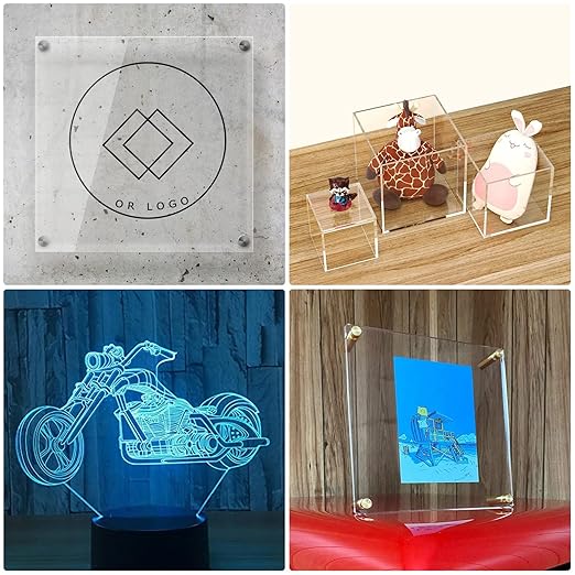 Clear Cast Acrylic Sheet 12" x 12" x 1/8" Thick (3mm), Pack of 2 Plexiglass Square Panel Transparent Plastic Board for Sign, Craft, Display Projects, Laser Cutting, Engrave