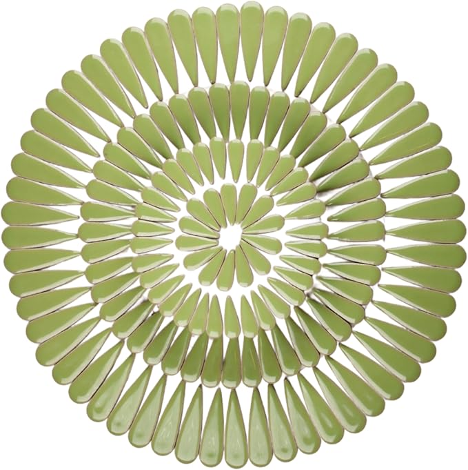 200g Petal Droplet Shaped Ceramic Mosaic Tiles for Crafts, Vibrant Colors, Ceramic Tiles for Mosaic Making Kits, DIY Arts and Crafts (Light Green)