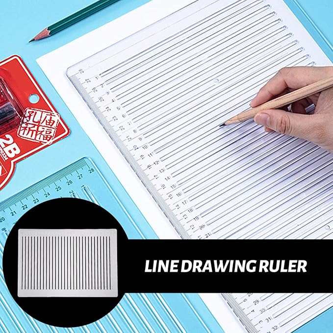 Ciieeo Lettering Stencils Straight Line Stencil Calligraphy Paper Address Stencil for Envelope Small Ruler for journaling Template Ruler Plastic