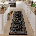 Rugcomf Runner Rug for Kitchen Rug Non Slip 2'x6' Washable Rugs with Rubber Backing Soft Floral Animal Carpet Runner for Kitchen, Laundry, Bedroom, Bathroom (Black)