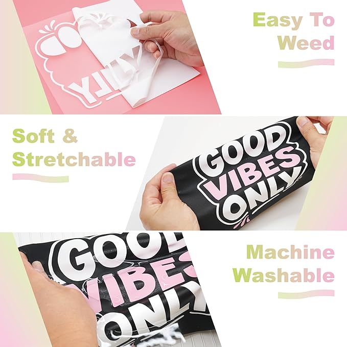 Yellow PU Heat Transfer Vinyl, 12 Pcs 12"x10" HTV Sheets – Soft & Stretchable Iron-On Vinyl, Easy to Cut & Weed, Compatible with Cricut & Silhouette – Great for DIY Family Shirts & Crafts