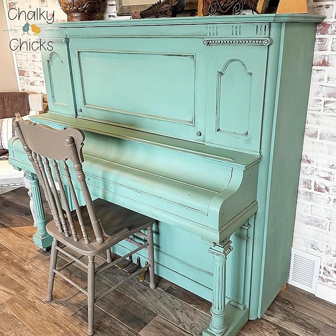 Chalky Chicks All-in-One Chalk Paint for Furniture or Cabinet - 16 Fl Oz - Matte Finish Riptide (Green Blue) for Metal, Wood Furniture Paint - No Sanding All-in-One for Home Decor & Crafts, USA Made
