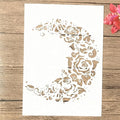 TIAMECH A4 Reusable Moon Flower Stencil for Painting - Rose Crescent Layering Template, DIY Wall Art, Wood Furniture, Scrapbook & Crafts (8.3x11.7inch)