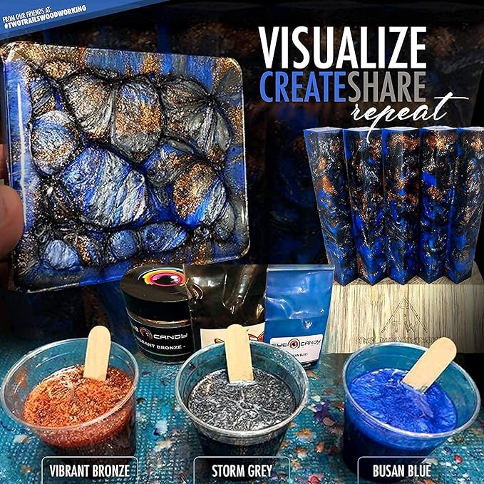 Eye Candy Pigments Premium Blue Mica Powder - Busan Blue (50gr) - for Epoxy, Resin, Soap, Paint, Woodworking, Acrylic Pouring, Bath Bombs, Fishing Lures - DIY Arts and Crafts Additive