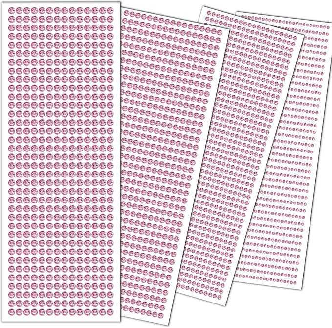 3090 Pcs 4 Sheets Rhinestone Stickers 3/4/5/6 mm Self Adhesive Craft Rhinestones Gems for Face Eyes Makeup Hair Body (Pink-3/4/5/6mm)