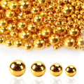 Pearl Beads No Hole Pearls for Crafting 180 Pcs Fake Pearls Bulk Faux Pearls for DIY Crafts Jewelry Making Vase Filler Floating Candle Wedding Birthday Party Home Decorations (Gold, 8/10/14/20mm)