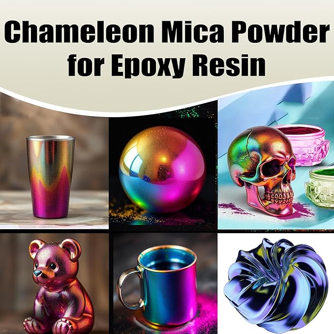 BALTIC DAY - Chameleon Mica Powder, 4 Jars of Color Shift Mica Powder Set - Epoxy Resin Color Pigment Powder - Chameleon Powder - Holographic Mica Powder