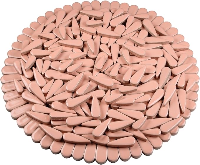 200g Petal Droplet Shaped Ceramic Mosaic Tiles for Crafts, Vibrant Colors, Ceramic Tiles for Mosaic Making Kits, DIY Arts and Crafts (Pink)