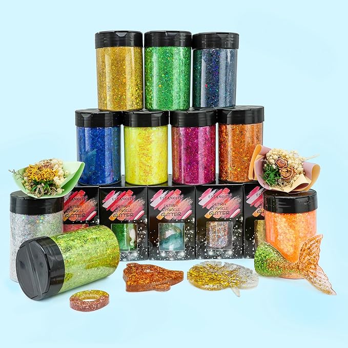 Iridescent Chunky Glitter 5.64oz/160g, Ultra Fine Glitter Powder Mixed Chunky PET Flakes Sequins for Resin Epoxy Craft Arts, Tumbler, Cosmetic Glitter for Body Nail Hair Eye Party Festival (Baby Pink)