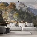 wall26 - Wolf Near a Lake in a Rocky Mountain Landscape. - Removable Wall Mural | Self-Adhesive Large Wallpaper - 66x96 inches