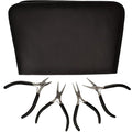 The Beadsmith Slim Line Pliers Set – Extra Fine Tips – 4.5 Inches, 4-Pieces: Round Nose, Chain Nose, Flat Nose & Semi-flush Side Cutter – Leatherette Carrying Case Included – Tools for Jewelry Making