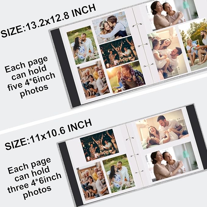 Zesthouse Large 18In Photo Album Self Adhesive 60 Pages, 3-Ring Scrapbook Albums Holds 8x10 5x7 4x6 Photos, DIY Magnetic Picture Book with Writing Space, Gift for Family Wedding Baby
