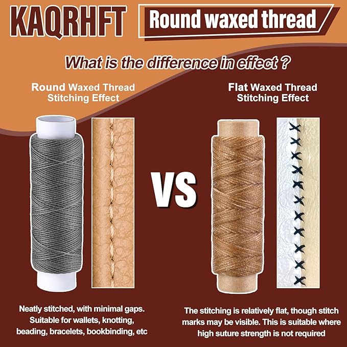 0.55 mm 54 Yards Round Waxed Thread, Waxed Thread for Leather Sewing String for Sewing, Stitching, Bookbinding, Bracelet, Braiding (Light Grey)