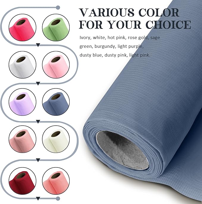 Horbaunal Dusty Blue Chiffon Fabric by The Yard, 10 Yard Continuous Sheer Fabric 59" Wide Soft Draping Fabric for Wedding Arch Draping Party Backdrop DIY Sewing