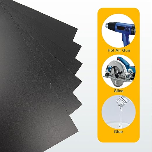 6 Pack Black Plastic Sheet 8x12x0.04 in Flexible High Tensile Plastic Sheets Black Plastic Panel for DIY Materials Handicrafts Home Decoration