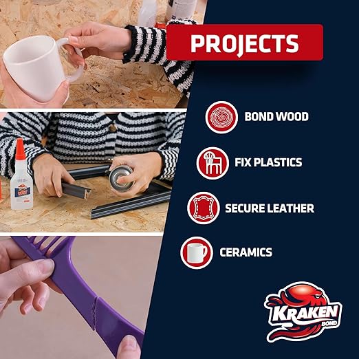 Kraken Bond Wow! CA Glue (1x3.50 oz) with Spray Adhesive Activator (1x13.50 fl oz) - Cyanoacrylate, with Activator, Fast CA Glue for Woodworking, Crazy & Craft - 1 Pack